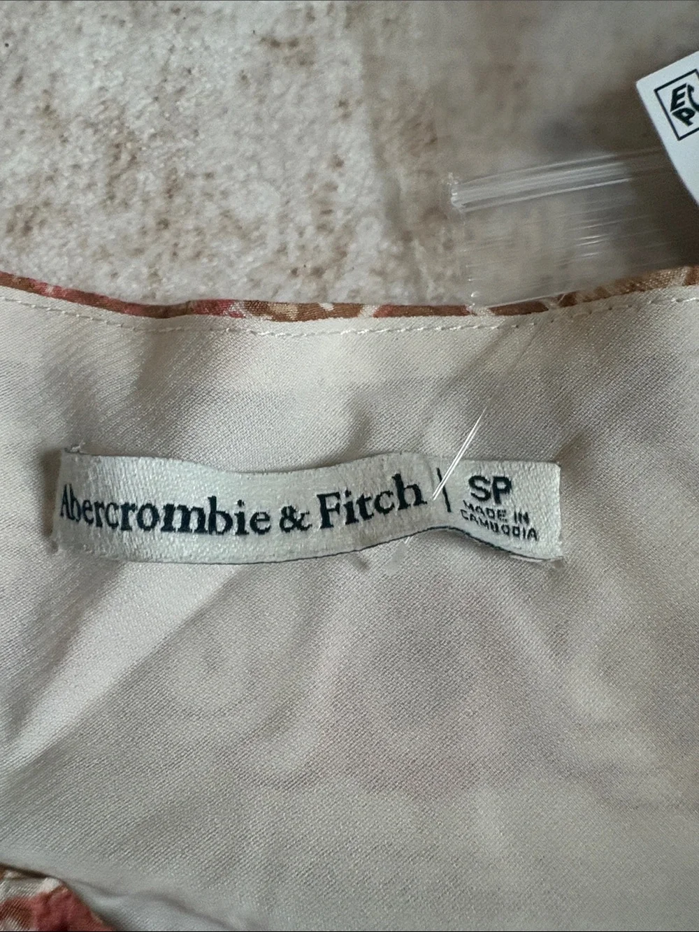 Abercrombie & Fitch Strapless Maxi Dress in Rust & Light Blue
